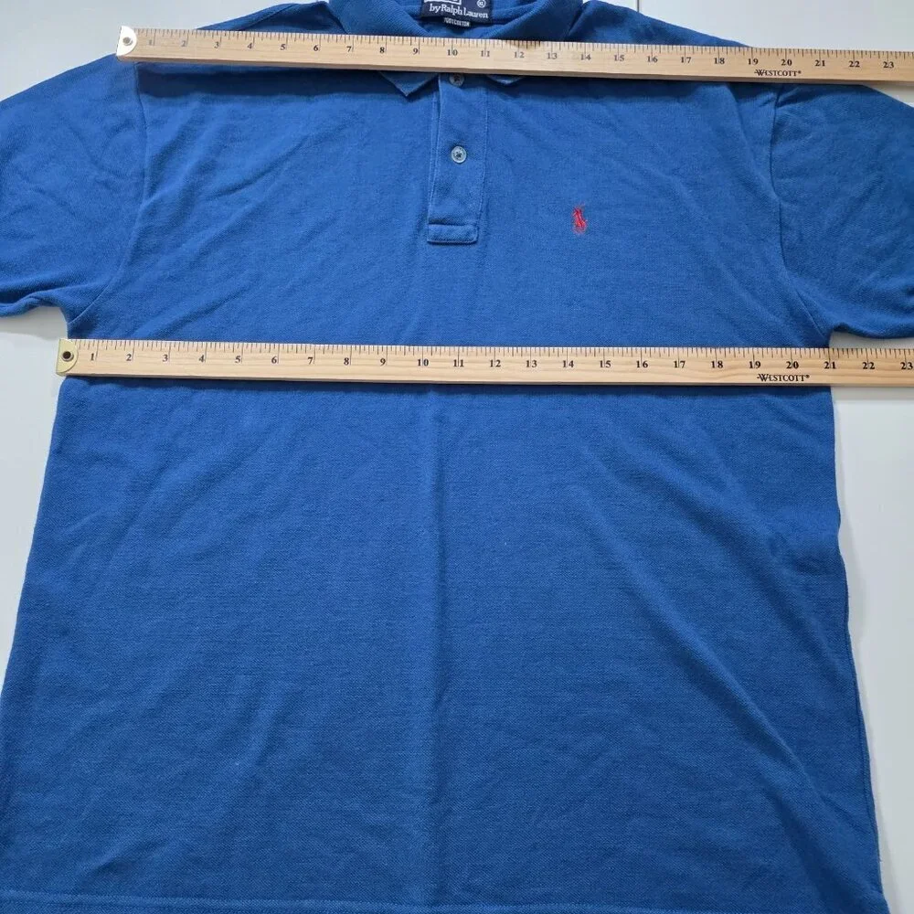 Ralph Lauren Polo T Shirt Mens XL Blue SS Buttons Preppy Cotton Casual Pony Boho